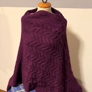 Kilronan Knitwear Irish cable knit merino wool poncho